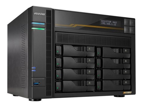 ASUSTOR Lockerstor 8 Gen3 - Serwer NAS - 8 wnęki - SATA 6Gb/s / PCIe 4.0 x4 (NVMe) - RAID JBOD, 0, 1, 5, 6, 10 - RAM 16 GB - Gig