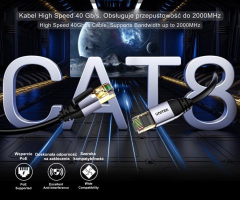 PATCHCORD C18149AGY03-1M S/FTP KAT. 8, 1.0 m UNITEK