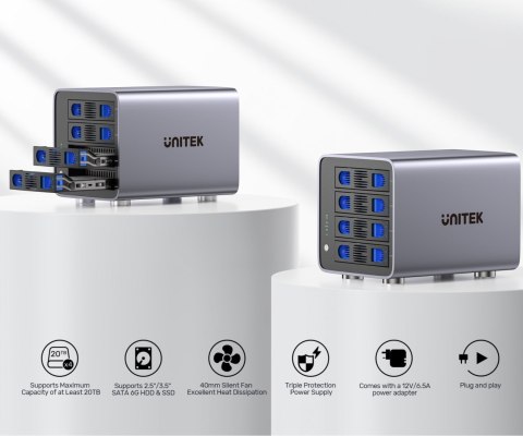 OBUDOWA RAID DO DYSKÓW S1301AGY01-EU 4 X SATA 2.5 / 3.5 " 80 TB - 5 Gbps UNITEK