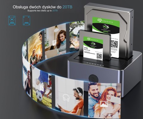 STACJA DOKUJĄCA / KLONUJĄCA DYSKI Y-3026GY01-EU 2 X SATA 2.5 / 3.5 " 40 TB - 5 Gbps UNITEK