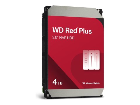 WD Red Plus WD40EFPX - Dysk twardy - 4 TB - wewnętrzny - 3,5" - SATA 6Gb/s - 5400 obr/min - bufor: 256 MB
