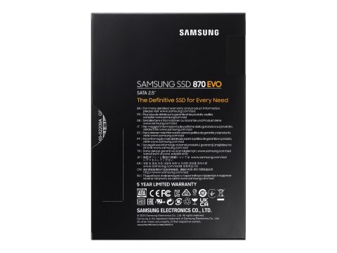 Samsung 870 EVO MZ-77E1T0BW - SSD - zaszyfrowany - 1 TB - wewnętrzny - 2,5" - SATA 6Gb/s - bufor: 1 GB - 256 bitów AES - TCG Opa