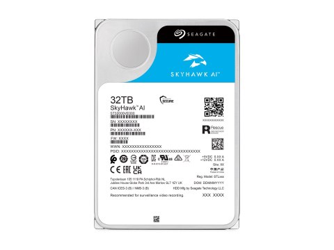 Seagate SkyHawk AI - Dysk twardy - 32 TB - wewnętrzny - 3,5" - SATA 6Gb/s - bufor: 512 MB - z 3 lata Seagate Rescue Data Recover
