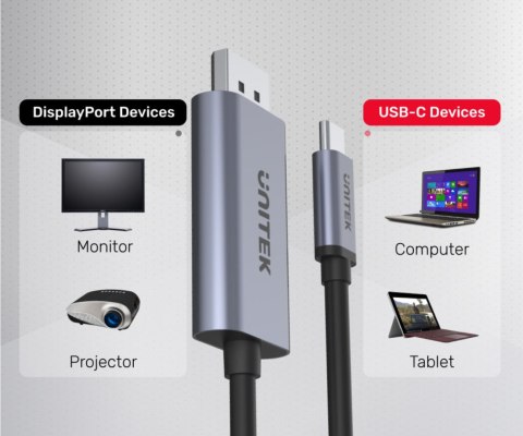 ADAPTER USB-C / DISPLAYPORT V1409A 2 m 4K UHD UNITEK