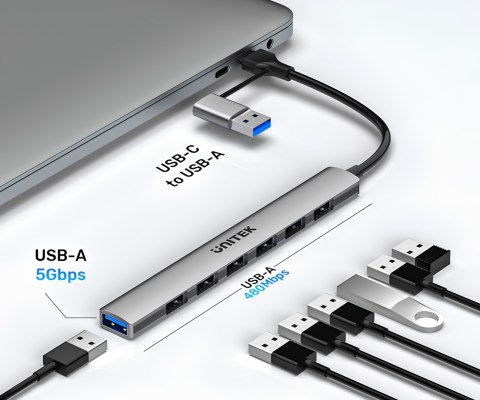 HUB USB 2.0 / 3.0 H1209AGY01 15 cm UNITEK