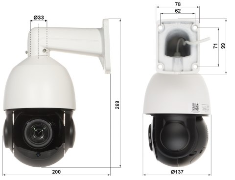 KAMERA IP SZYBKOOBROTOWA OMEGA-22P18-6P-AI - 1080p 5.35 ... 96.3 mm