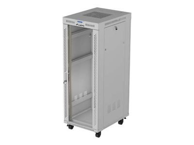 Lanberg FF01 series V2 - Stojak szafa - 600 x 800, do samodzielnego montażu, z drzwiami szklanymi, LCD - z 4 wentylatory chłodzą