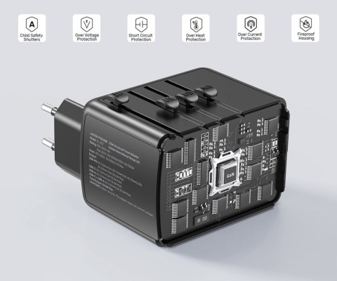 UNIWERSALNA PRZEJŚCIÓWKA SIECIOWA Z ZASILACZEM USB P1121ABK01 UNITEK