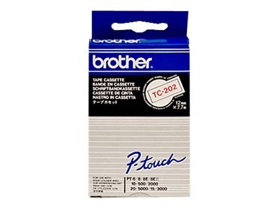Brother - Biały, czerwony - Rolka (1,2 cm x 7,7 m) 1 szt. Taśma laminowana do drukarki - dla P-Touch PT-15, PT-20, PT-2000, PT-3