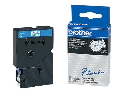 Brother - Biały, niebieski - Rolka (1,2 cm x 7,7 m) 1 szt. Taśma laminowana do drukarki - dla P-Touch PT-15, PT-20, PT-2000, PT-