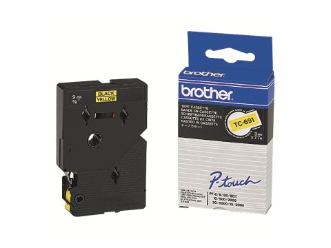 Brother - Czarny, żółty - Roll (0,9 cm x 8 m) 1 kaseta(y) taśma laminowana - dla P-Touch PT-2000, PT-3000, PT-500, PT-5000, PT-8