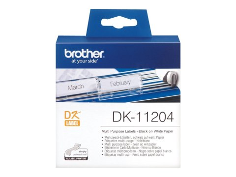 Brother DK-11204 - Czarny na białym - 17 x 54 mm 400 etykieta(-y) (1 rolki x 400 etykiety uniwersalne - dla Brother QL-1050, QL-