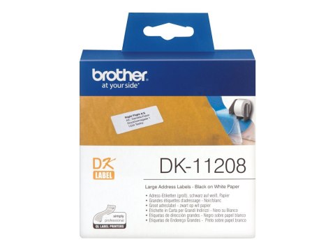 Brother DK-11208 - Czarny na białym - 400 nalepki adresowe - dla Brother QL-1050, QL-500, QL-550, QL-560, QL-570, QL-650, QL-710