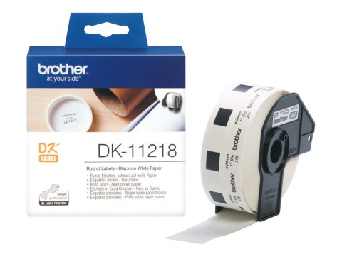 Brother DK-11218 - Czarny na białym - Roll (2,4 cm) 1000 szt. (1 rolki x 1000 etykiety - dla Brother QL-1050, QL-500, QL-550, QL