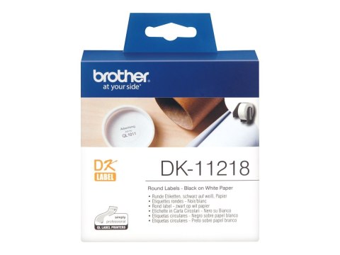 Brother DK-11218 - Czarny na białym - Roll (2,4 cm) 1000 szt. (1 rolki x 1000 etykiety - dla Brother QL-1050, QL-500, QL-550, QL