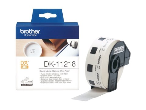 Brother DK-11218 - Czarny na białym - Roll (2,4 cm) 1000 szt. (1 rolki x 1000 etykiety - dla Brother QL-1050, QL-500, QL-550, QL