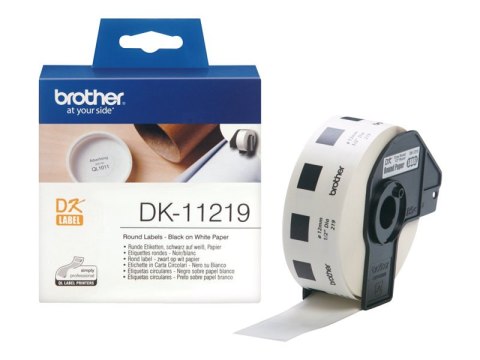 Brother DK-11219 - Czarny na białym - Roll (1,2 cm) 1200 szt. (1 rolki x 1200 etykiety - dla Brother QL-1050, QL-500, QL-550, QL