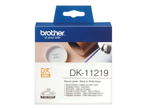 Brother DK-11219 - Czarny na białym - Roll (1,2 cm) 1200 szt. (1 rolki x 1200 etykiety - dla Brother QL-1050, QL-500, QL-550, QL