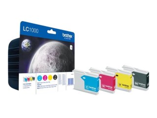 Brother LC1000 Value Pack - 4 szt. - czarny, żółty, cyjan, magenta - oryginał - kopuła - pojemnik na tusz - dla Brother DCP-130,