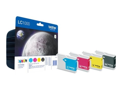 Brother LC1000 Value Pack - 4 szt. - czarny, żółty, cyjan, magenta - oryginał - kopuła - pojemnik na tusz - dla Brother DCP-130,
