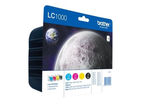 Brother LC1000 Value Pack - 4 szt. - czarny, żółty, cyjan, magenta - oryginał - kopuła - pojemnik na tusz - dla Brother DCP-130,