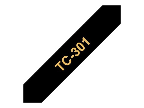 Brother TC301 - Złoto na czarnym - (1 rolki taśma laminowana