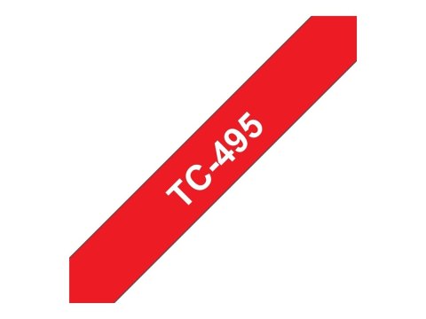 Brother TC495 - 9 mm x 7.7 m - biało na czerwonym - taśma laminowana - dla P-Touch PT-2000, PT-3000, PT-500, PT-5000, PT-8E