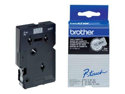 Brother TCM91 - Matowe - 9 mm x czarno na przezroczystym tle - taśma - dla P-Touch PT-2000, PT-3000, PT-500, PT-5000, PT-8E