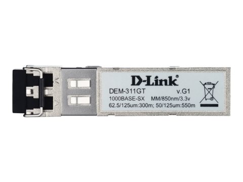 D-Link DEM 311GT - Moduł nadajnik/odbiornik SFP (mnini GBIC) - 1GbE - 1000Base-SX - LC wielomodowy - do 550 m - 850 nm - dla DGS