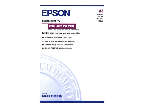 Epson Photo Quality Ink Jet Paper - Matowe - powlekany - A3 (297 x 420 mm) - 102 g/m² - 100 arkusz(-y) papier - dla SureColor SC