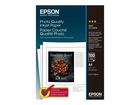 Epson Photo Quality Ink Jet Paper - Matowe - powlekany - czysta biel - A4 (210 x 297 mm) - 102 g/m² - 100 arkusz(-y) papier - dl