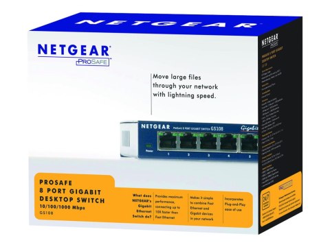 NETGEAR GS108 - Przełącznik - 8 x 10/100/1000 - stacjonarny