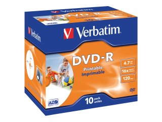 Verbatim - 10 x DVD-R - 4.7 GB 16x - powierzchnia nadająca się do druku szerokich fotografii - szkatułka