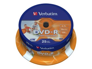 Verbatim - 25 x DVD-R - 4.7 GB 16x - powierzchnia nadająca się do druku szerokich fotografii - wałek