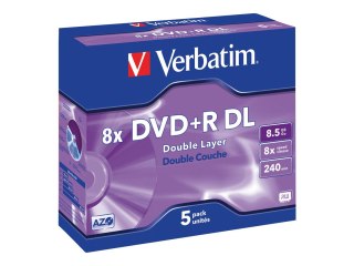 Verbatim - 5 x DVD+R DL - 8.5 GB (240 min) 8x - srebrzystomatowy - szkatułka
