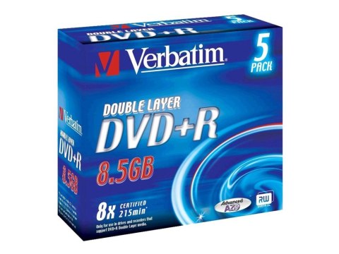 Verbatim - 5 x DVD+R DL - 8.5 GB (240 min) 8x - srebrzystomatowy - szkatułka