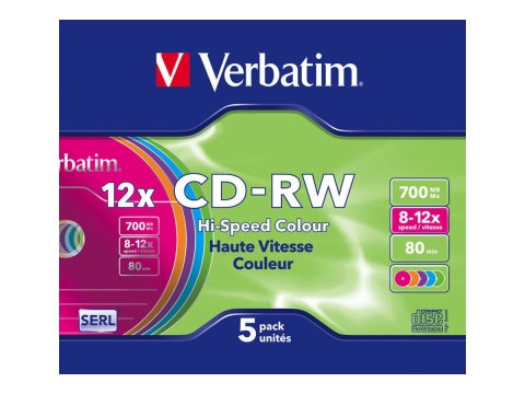 Verbatim DataLifePlus Hi-Speed - 5 x CD-RW - 700 MB (80 min) 8x - 12x - szkatułka płaska