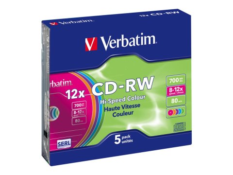 Verbatim DataLifePlus Hi-Speed - 5 x CD-RW - 700 MB (80 min) 8x - 12x - szkatułka płaska