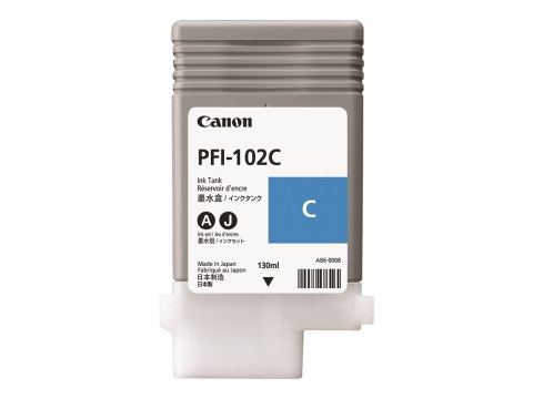 Canon PFI-102 C - 130 ml - cyjan - oryginał - pojemnik z atramentem - dla imagePROGRAF iPF510, iPF605, iPF650, iPF655, iPF720, i