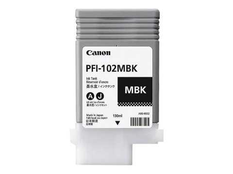 Canon PFI-102 MBK - 130 ml - czarny mat - oryginał - pojemnik z atramentem - dla imagePROGRAF iPF510, iPF610, iPF650, iPF655, iP
