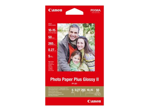 Canon Photo Paper Plus Glossy II PP-201 - Połyskujące - 100 x 150 mm - 260 g/m² - 50 arkusz(-y) papier fotograficzny - dla PIXMA