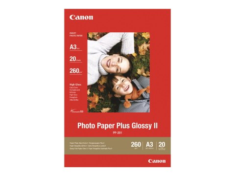 Canon Photo Paper Plus Glossy II PP-201 - Połyskujące - A3 (297 x 420 mm) 20 arkusz(-y) papier fotograficzny - dla PIXMA iX4000,