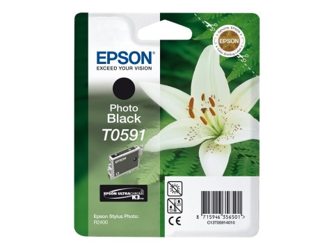 Epson T0591 - 13 ml - czarny photo - oryginał - kopuła - pojemnik na tusz - dla Stylus Photo R2400