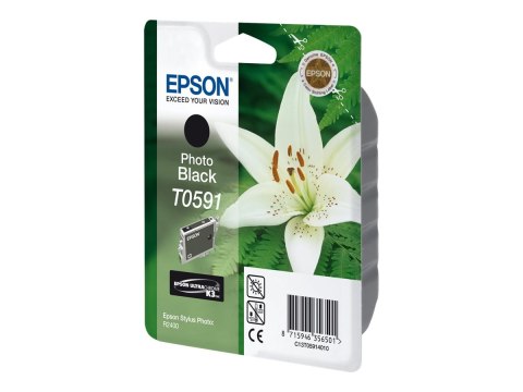 Epson T0591 - 13 ml - czarny photo - oryginał - kopuła - pojemnik na tusz - dla Stylus Photo R2400