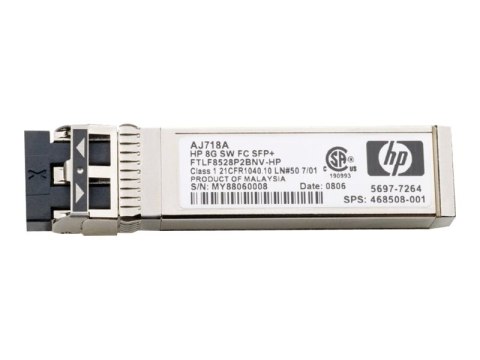 HPE - Moduł nadajnik/odbiornik SFP (mnini GBIC) - kanał światłowodowy 8GB (fale krótkie) - dla HPE 8Gb, SN6000; StorageWorks 8/2