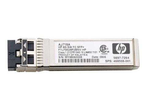 HPE Short Range - Moduł nadajnik/odbiornik SFP+ - kanał światłowodowy 8GB - dla HPE SN6720C 64, SN8500C/SN8700C 48, SN8700C 64; 