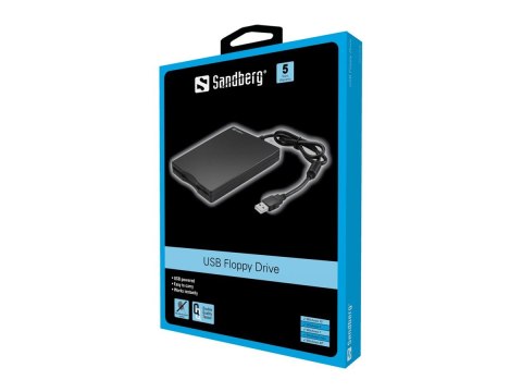 Sandberg USB Floppy Mini Reader - Napęd dyskowy - dyskietka (1.44 MB) - USB - zewnętrzny