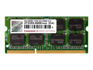 Transcend - DDR3 - moduł - 4 GB - SO-DIMM 204-pin - 1333 MHz / PC3-10600 - CL9 - 1.5 V - niebuforowana - bez ECC