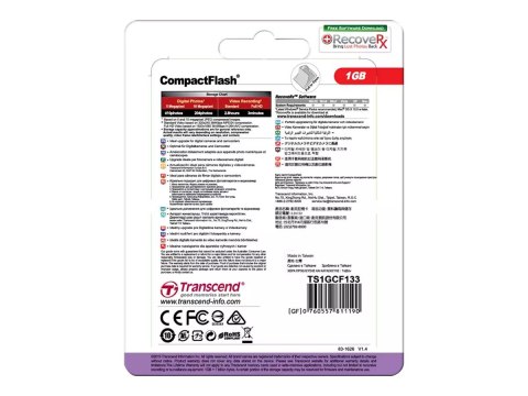 Transcend - Karta pamięci flash - 1 GB - 133x - CompactFlash