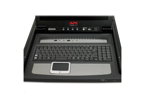 APC LCD Console - Konsola KVM z przełącznik KVM - 16 porty - PS/2 - 17" - do montowania w stojaku - VGA - czarny - 1U - dla P/N: